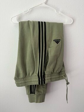 adidas Olive Green Joggers with Black Stripes